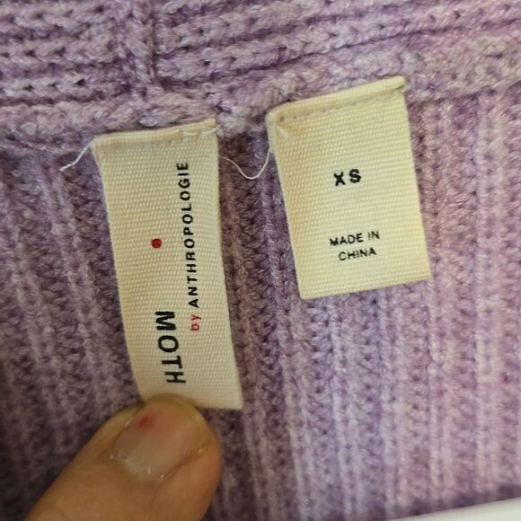 Sale! Anthropologie Moth Purple Tie Front V-Neck Sweater - Picture 2 of 10